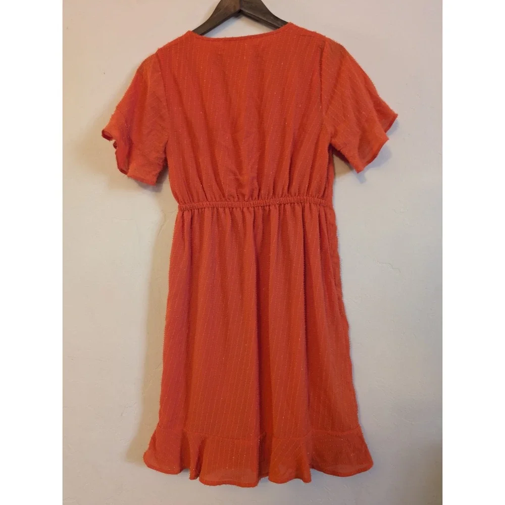 MICHAEL Michael Kors Faux Wrap Mini Dress Bright Deep‎ Orange Size Large